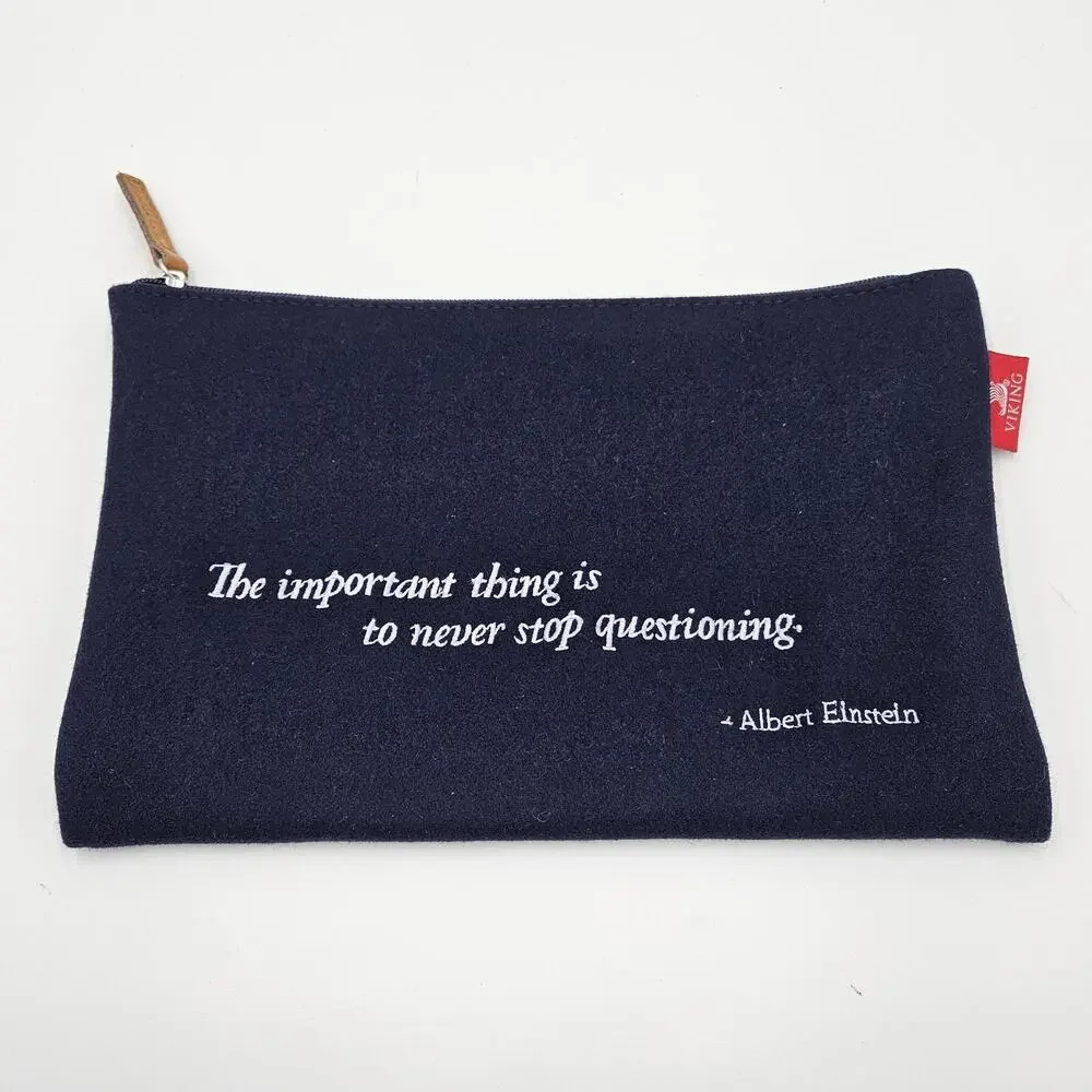 2 Navy Blue Viking Wool Money Bag Travel Bag Pencil Pouch Albert Einstein Quote